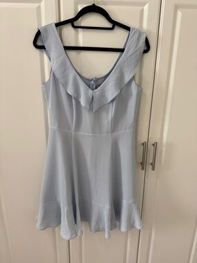 ASOS Light Blue Ruffle V-Neck Fit & Flare Dress